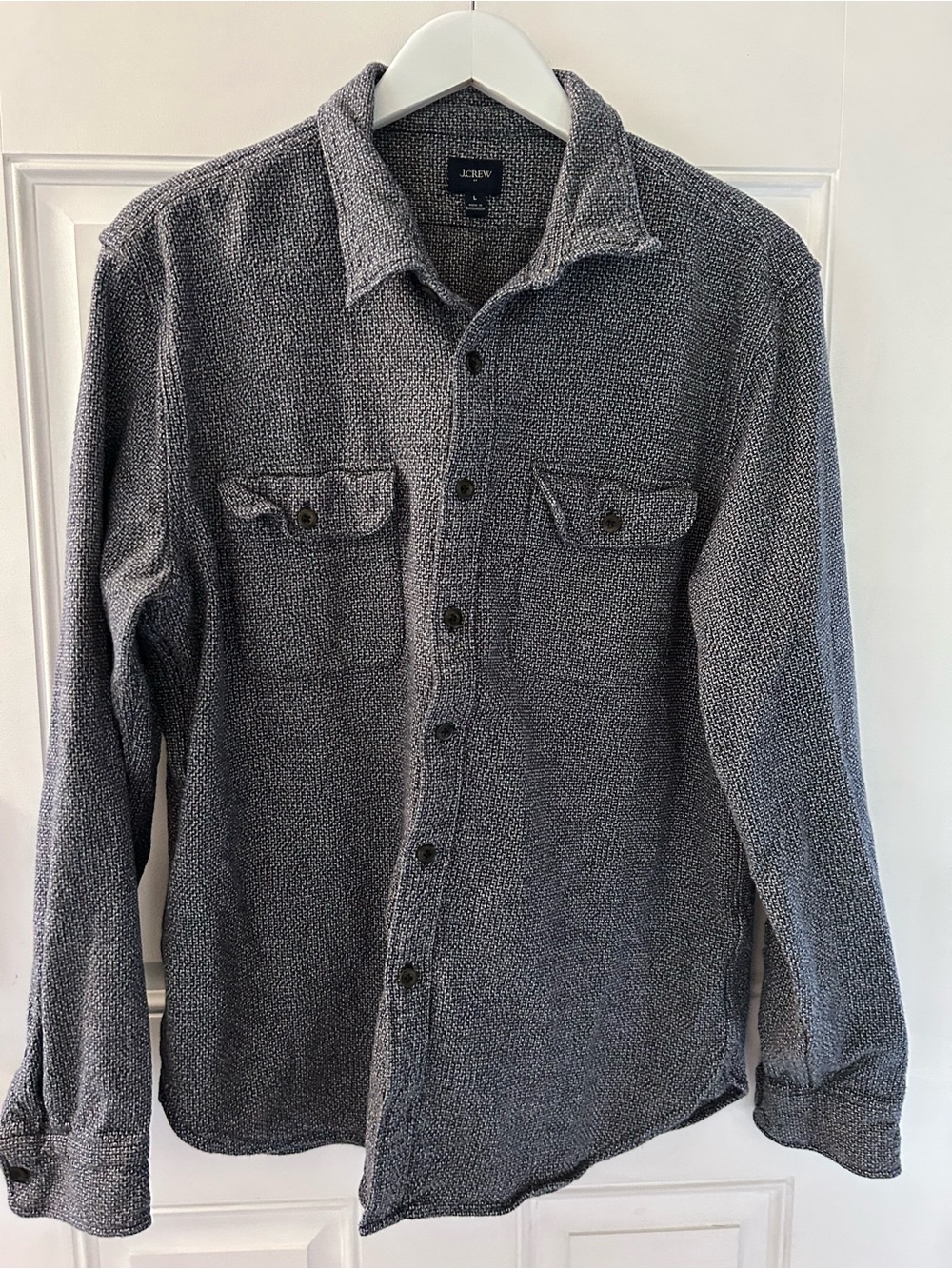 J. Crew Gray Textured Long-Sleeve Button-Down Shirt
